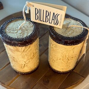 Bill Blass Cream and Brown Tropical motif Candles set of 2